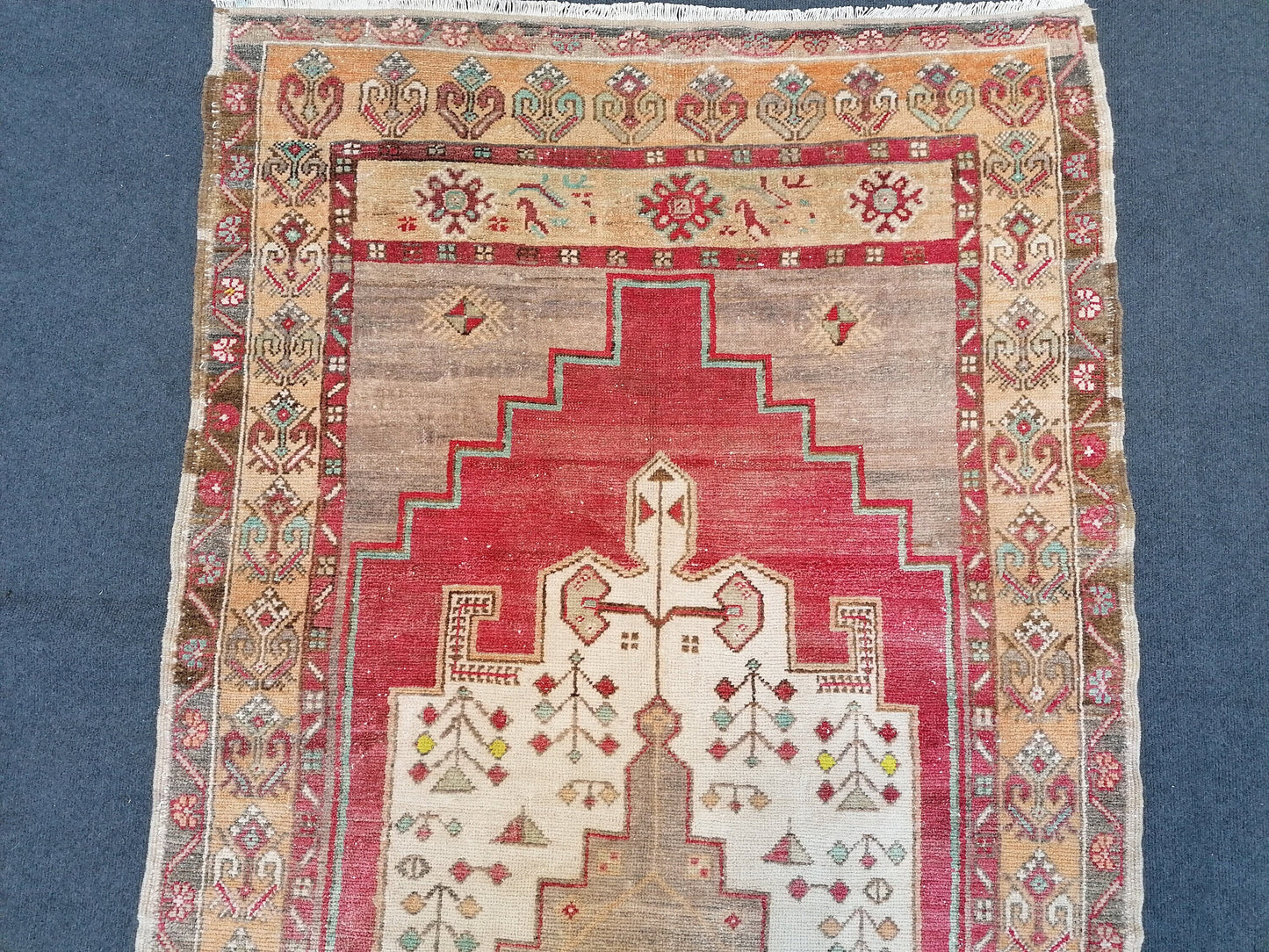 Oushak turkish rug, vintage turkish rug,oushak vintage rug 8'5x3'10