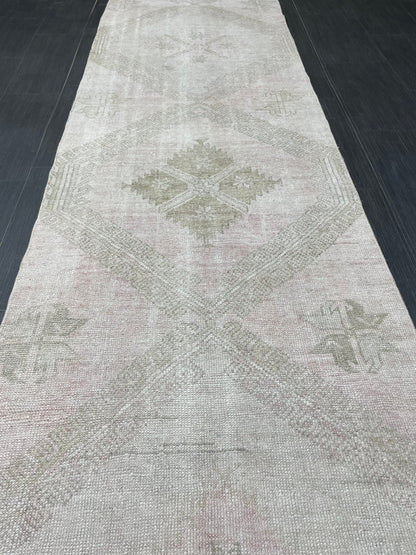 Muted Oushak Runner 2.7 x 13.4 Rug Turkish Runner Rug Vintage Runner Rug Long Hallway Runner Rug Kitchen Runner Rug Wool Runner