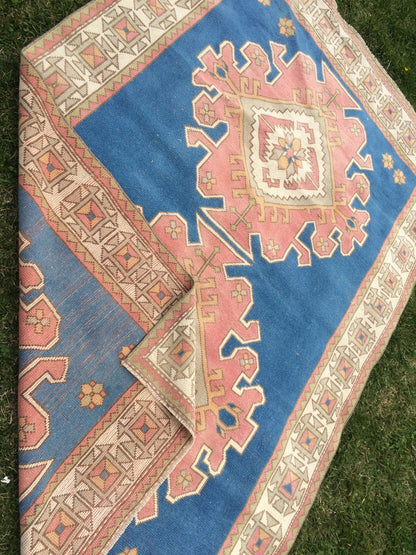 Large Area BLUE BOHEMIAN Rug, Unique Motif Rug, Oushak RugS, Oushak antique Rug, Hand woven Rug, Weaving Rug, High Quality Rug, Kitchen Rug