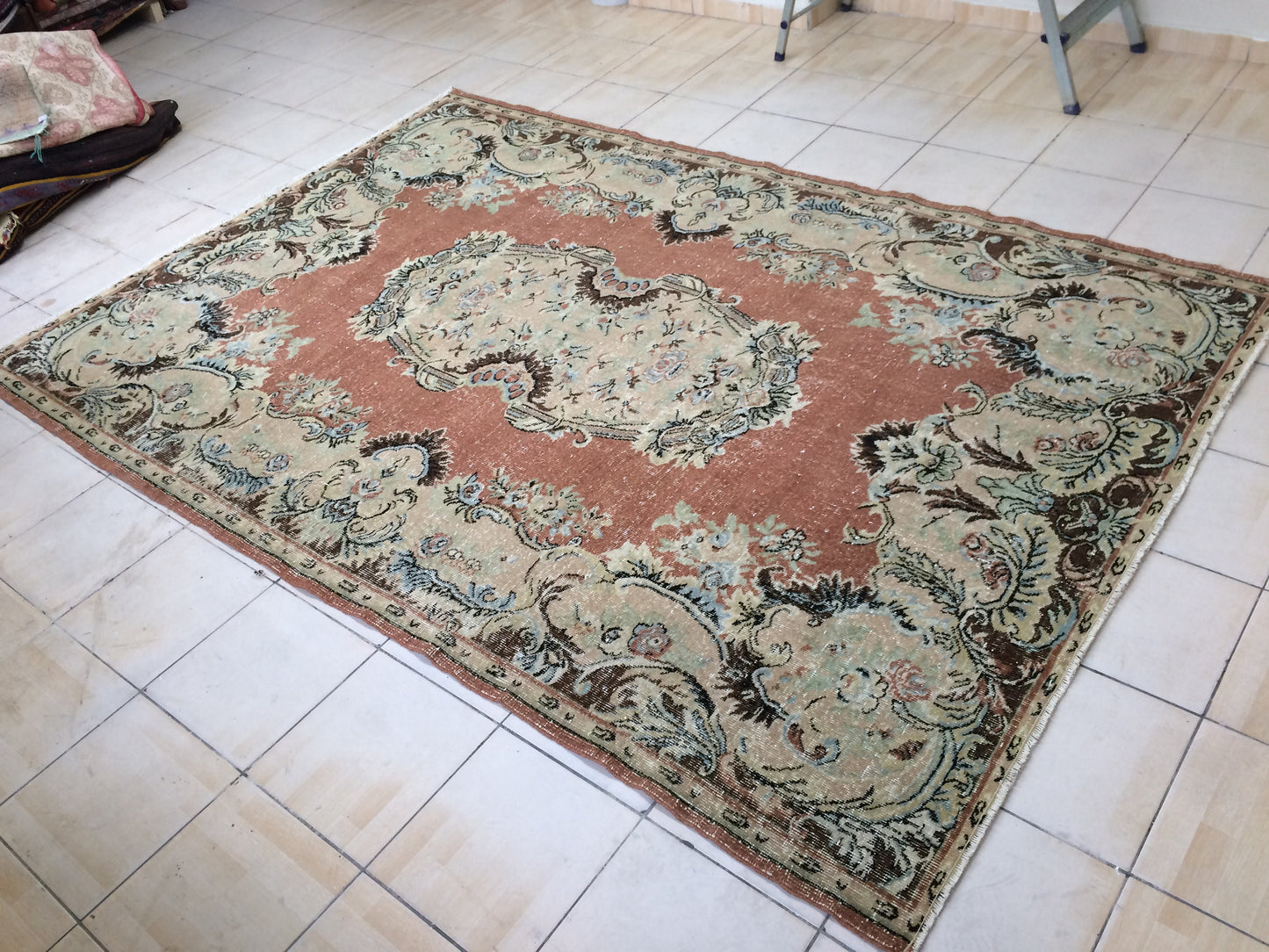6.5 x 9.6 Oushak Rug Large Area handmade Rug Vintage Rug Hand Made Oriental Rug Turkish Rugs Distressed Rug