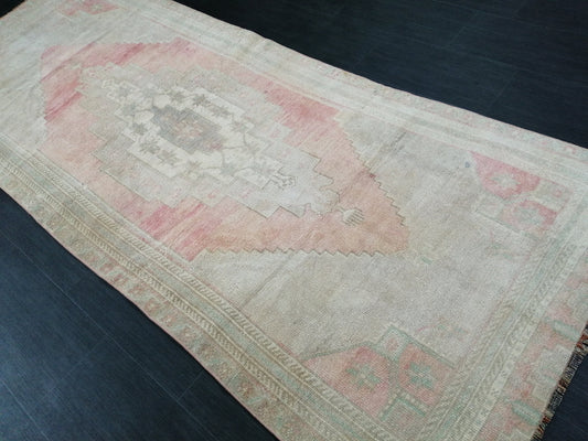 Muted Oushak Runner Rug Turkish Runner Rug Vintage Runner Rug Hallway Runner Rug Kitchen Runner Rug Wool Runner Rug Muted Wool Rug