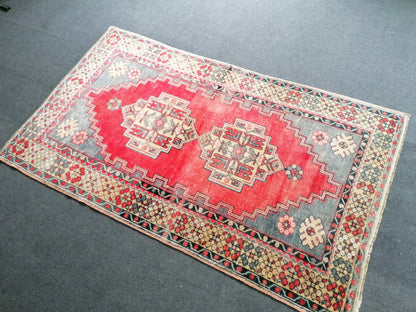 Vintage turkish rug,  oushak vintage rug ,kitchen rug, vintage anatolian rug 6'3x3'7 feet