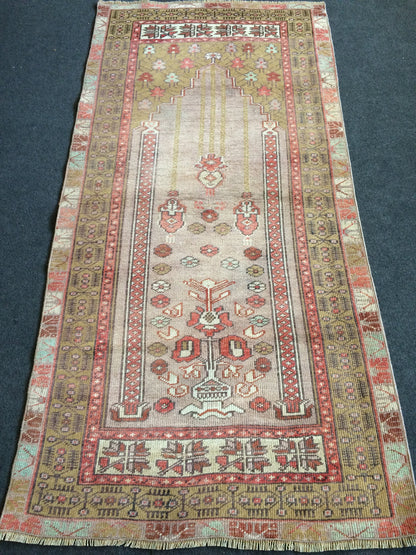 6.4 x 3 OUSHAK RUG TURKISH Oushak Rug Vintage Oushak Runner Rug Vintage Runner Rug Wool Oushak Rug Hand Made Rugs Vintage Turkish Rug