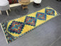 Wool Antique Runner Rug 2.2 x 7.2 Turkish Runner Rug Vintage Runner Rug Old Hallway Runner Rug Kitchen Runner Rug Yellow Wool Runner Rug