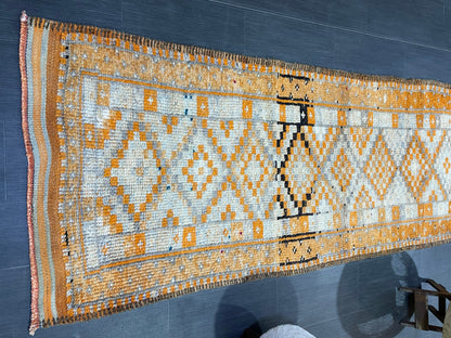 MUTED Staircase Runner Rug, 3.2 x 13.2 Vintage Turkish Runner, XL Vintage Oriental Runner Rug, Oushak Runner Rug, Plush Soft Wool Runner