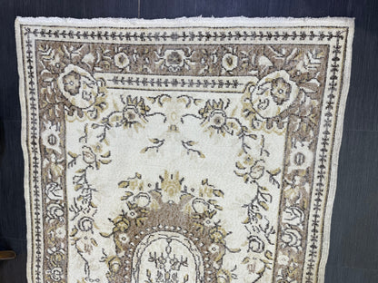 Neutral Rug, Neutral Persian 4 x 7.2 RUG, Oushak Rug, TURKISH Rug, Handknotted Rug, Oriental Rug, Vintage Rug, Handmade Rug, Antique Rug,