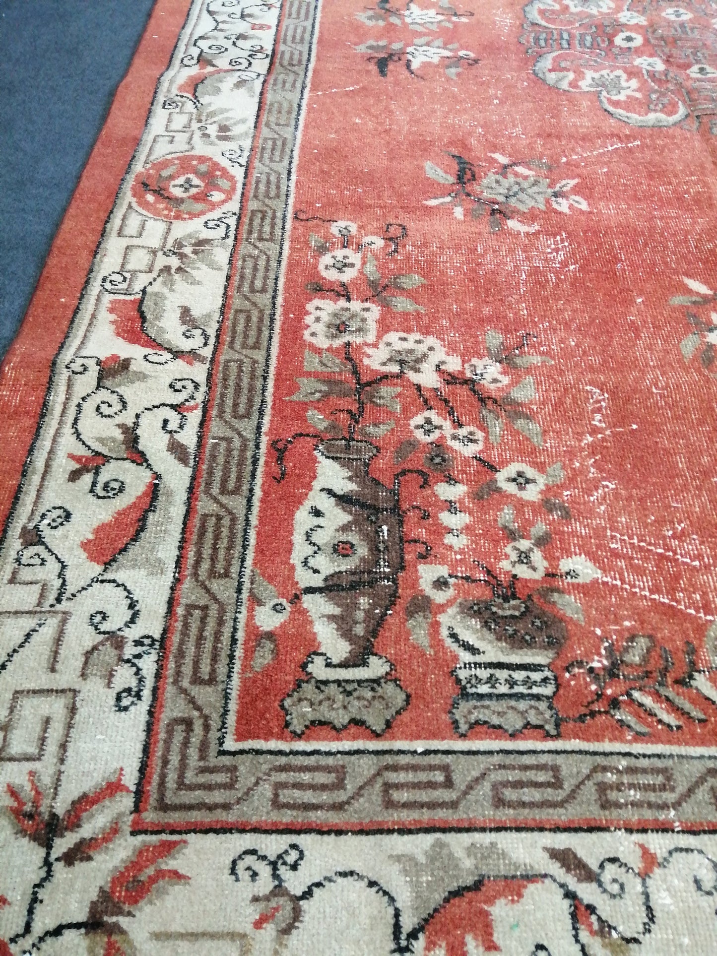 6.8 x 10.3 Vintage Rugs  TURKISH HAND MADE Rugs   Vintage Turkish Rugs Oushak Rug  Turkish Oushak Rug, Vintage 7x10 Rug,  Soft Wool Rug