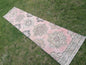 Vintage wool runner 2'10x12'7 hallway oushak runner, distressed turkish handmade runner, kitchen runner rug, entery rug