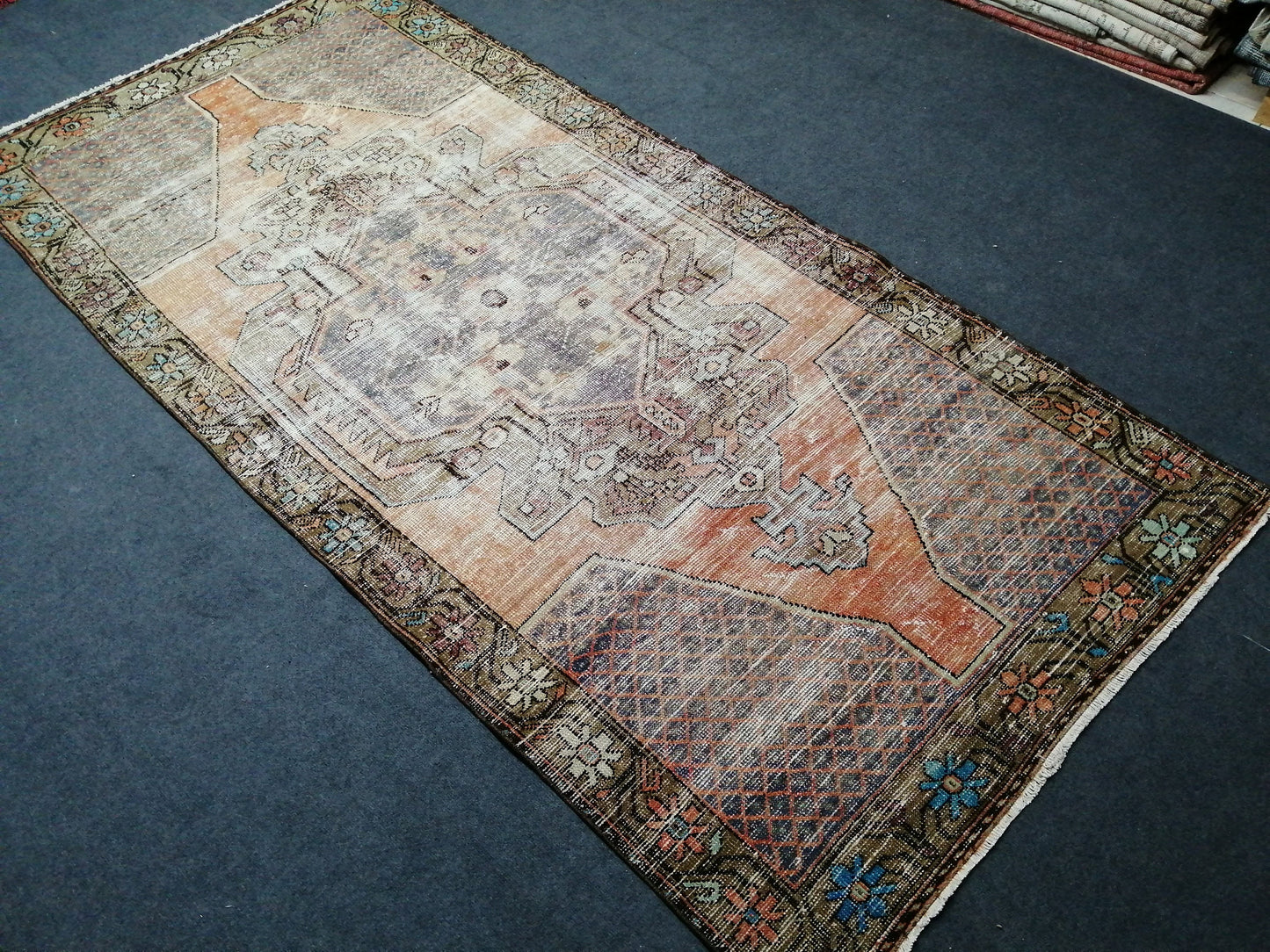 4.3 x 9 Vintage Rugs  TURKISH HAND MADE Rugs   Vintage Turkish Rugs   Oushak Rug   Traditional Rug, Turkish Oushak Rug, Vintage Oushak Rug