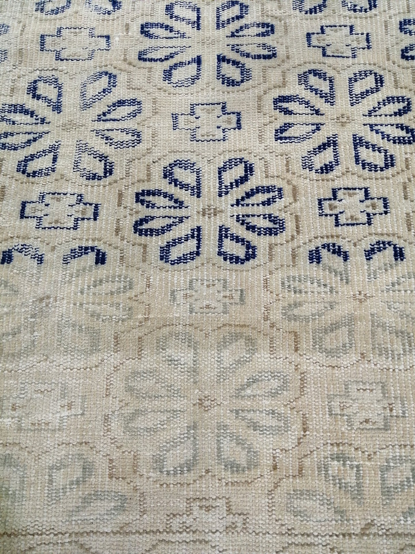 Blue Floral Rug Distressed Vintage Rug Muted 6.8 x 9.4 Vintage Rug Wool Oushak Rug Hand Made Area Rugs Vintage Turkish Rug