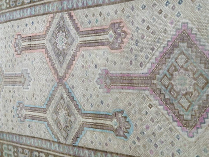 Vintage OUSHAK RUG 4.4 x 11 Vintage Rug Vintage Muted Rug Muted Wool Neutral Rug Hand Made Rugs Vintage Turkish Rug Kars Rug Oriental Rug