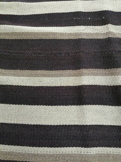 7 x 15.3 Neutral Oriental Flat woven Rug, No Dye Flatweave Carpet , Stripped Flatweaving, Rustic Rug, Farmhouse Rug, Dark Oushak 7x15 rug