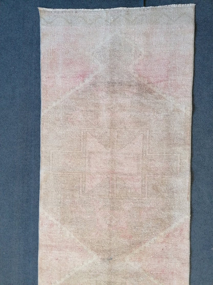 3x12 runner rug,vintage rug,knotted oushak rug,hallway handmade runner