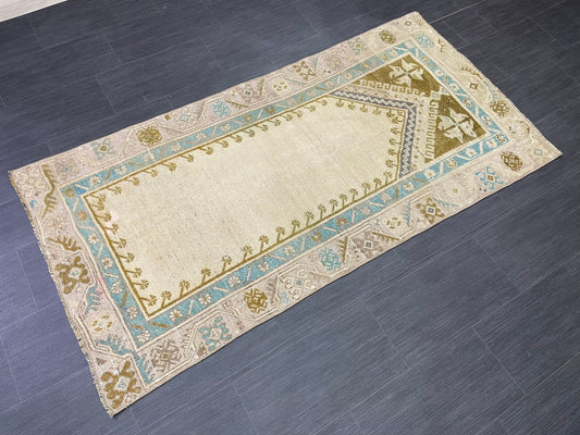 Vintage Rug 3.2 x 6.3 Turkish Rug Wool Vanity Rug Handmade Rug Persian Rug, Hand Knotted Wool Rug