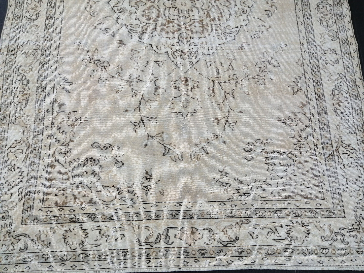 Neutral Rug 6.5 x 9.6 Neutral Vintage Oushak Rug Muted Vintage Rug Wool Muted Oushak Rug Hand Made Rugs Vintage Turkish Rug