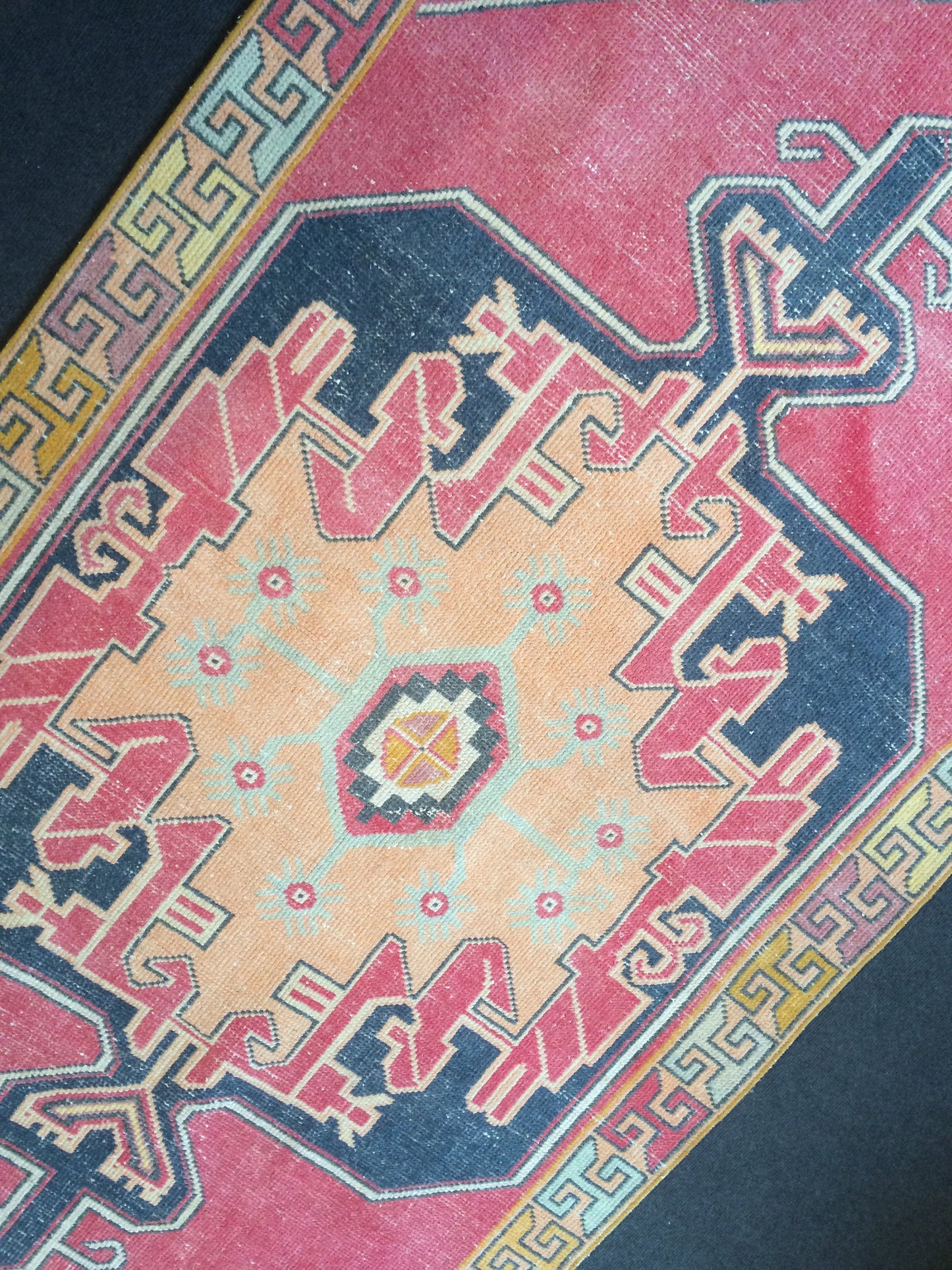 Turkish Rug, 3x8 Vintage Rug,Handmade Oushak Rug, Farmhouse Rug Wool Rug Wool Pile Rug Rustic Rug Bohemian Rug Vintage Turkish Rugs Oriental