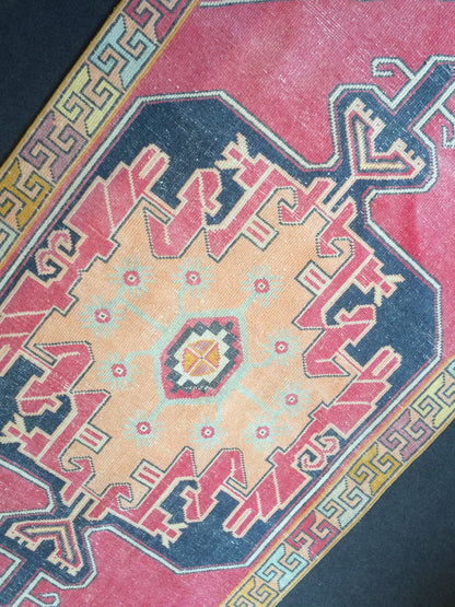 Turkish Rug, 3x8 Vintage Rug,Handmade Oushak Rug, Farmhouse Rug Wool Rug Wool Pile Rug Rustic Rug Bohemian Rug Vintage Turkish Rugs Oriental