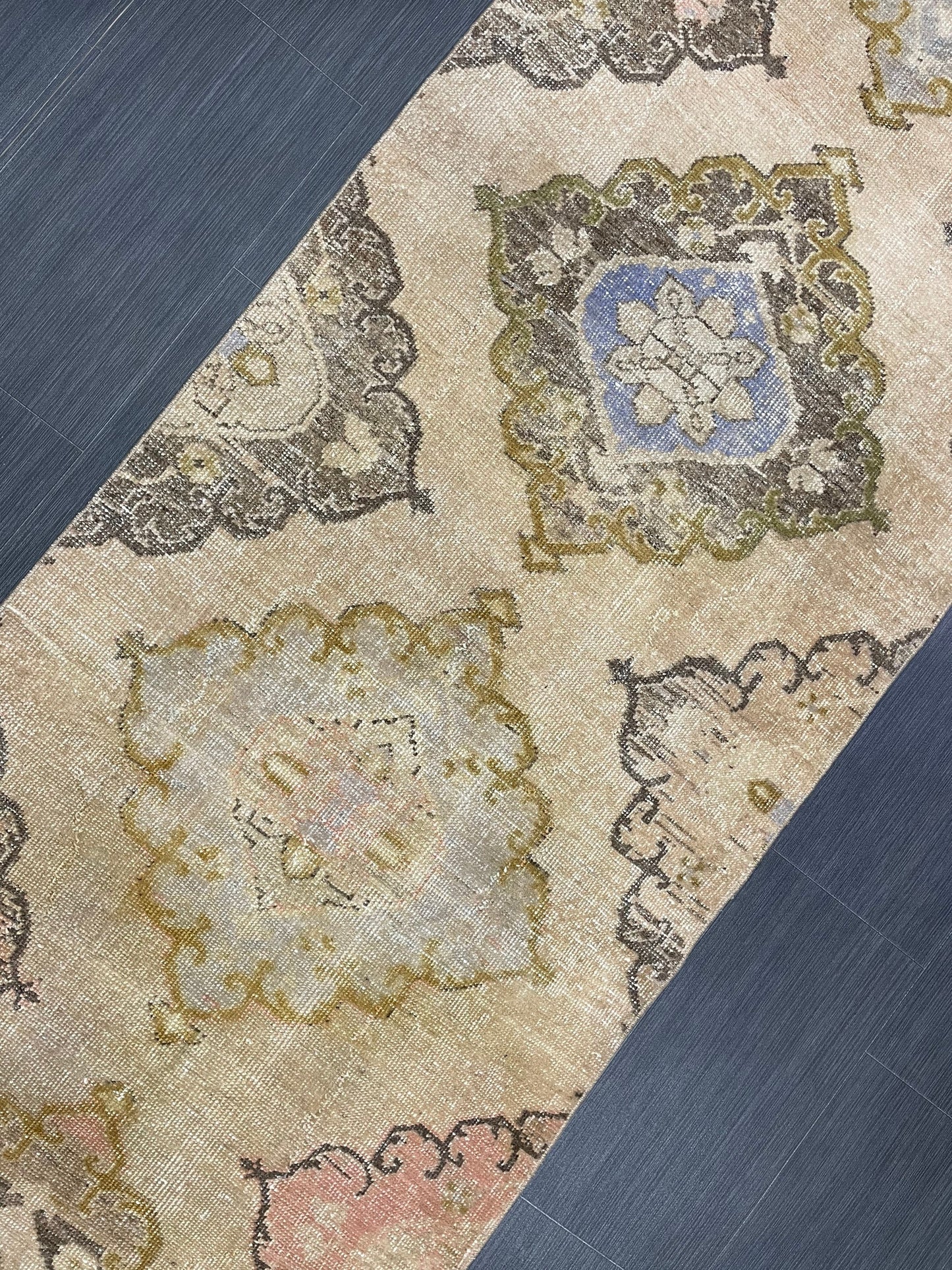 MUTED Hand Knotted Runner Entry Runner TURKISH Runner 2.8 x 12.8 Vintage  Hallway Runner Rug Muted Runner Rug Kitchen Rug Runner