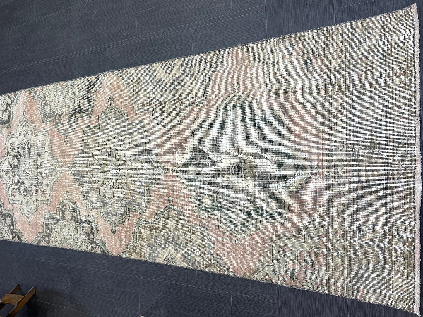 Hand Knotted Runner Rug, Antique  Runner Rug, TURKISH Runner 3 x 12.7, Vintage Runner Rug, Distressed Runner Rug Kitchen Runner