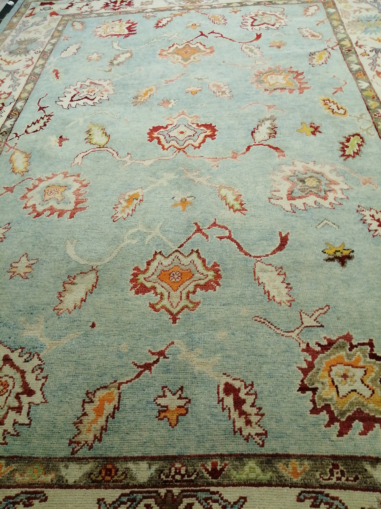 9.3 x 12.8 OUSHAK RUG, TURKISH Oushak Rug Vintage Oushak  Rug, Rug, Wool Oushak Rug Hand Made Rugs, Made In Turkey Hand Knotted Rug 9x13 ft