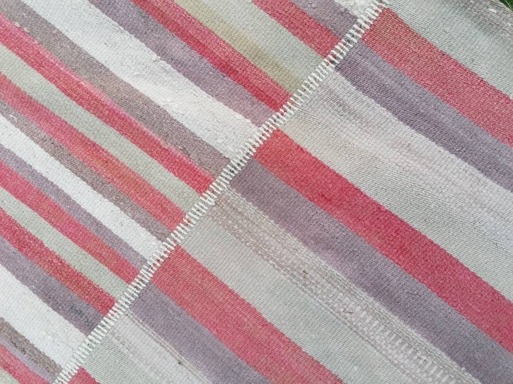 7x9.5 feet oversize wool kilim, pastel stripe rug, handmade rug living room, entryway turkish kilim rug, lounge area kilim rug, bigest kilim