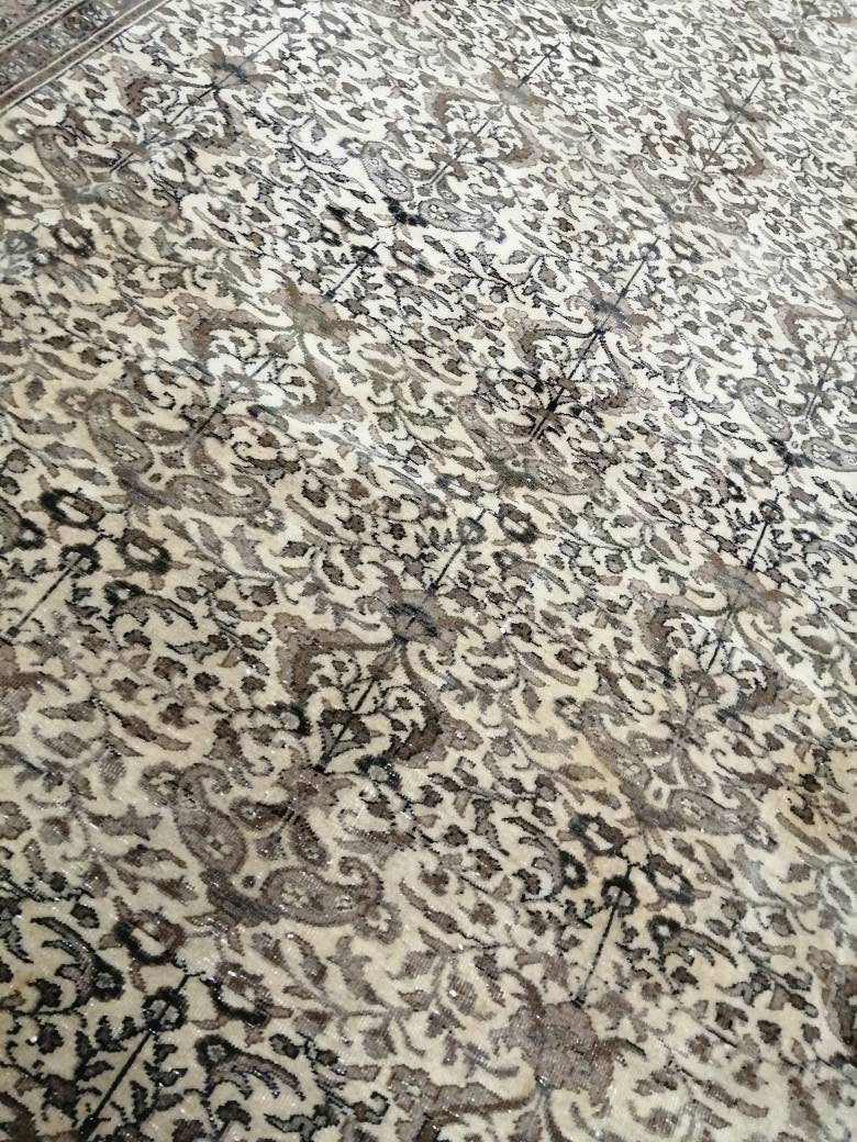 Quality Neutral Rug 6.2 x 9.5 HAND MADE Rug Neutral Vintage Turkish Rug Oushak Rug Turkish Neutral Rug, Oriental Rug, Wool large Neutral Rug