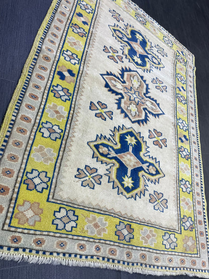 TURKISH HANDMADE Rug 3 x 4.3 Vintage Rug Oushak Rug, Traditional Rug Oriental Rug Hand Knotted Rug Wool Rug, Wholesale Rug
