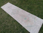 Faded runner wool rug 2'10x10'7 muted runner handmade rug, hallway runner rug, kitchen runner, bohemian runner, vintage runner rug,