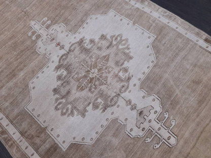 Neutral VINTAGE RUG 4.6 X 10 TURKISH Neutral Fiber Rug Natural Wool Antique Rug Distressed Vintage Rug Dye Free Rug Hand Made Rug Kars Rug