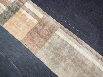 Hand Knotted Runner Rug 2 x 10.9 Modern     Oushak Runner Rug Turkish Runner Rug Abstract Rug Hallway Runner Kitchen Runner Wool Runner