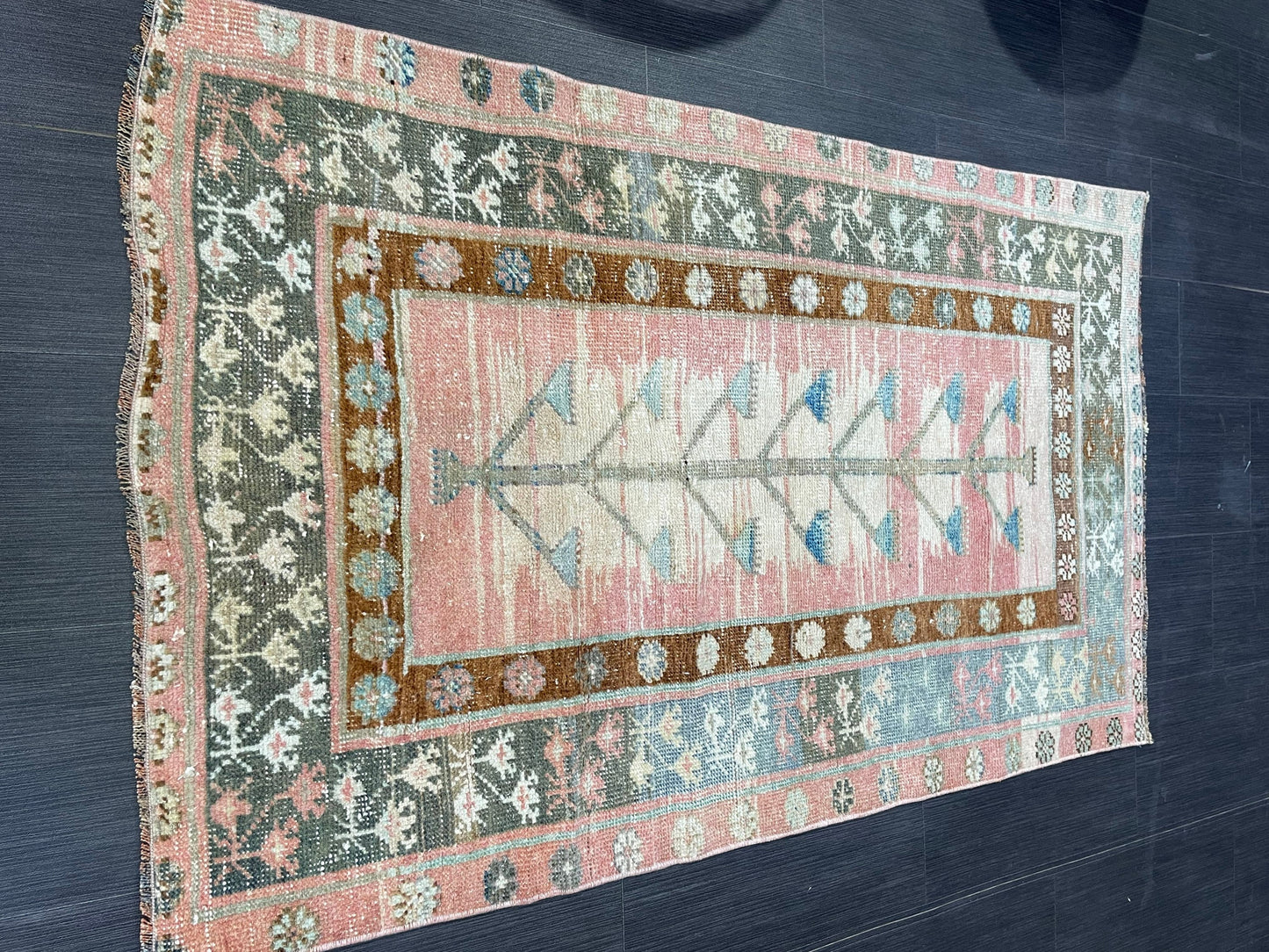 TURKISH Rug, Vintage 3x5 Wool Rug, Oushak Rug, Hand Knotted Rug, Anatolian Rug, Persian 100% Wool Rug, Handmade Rug