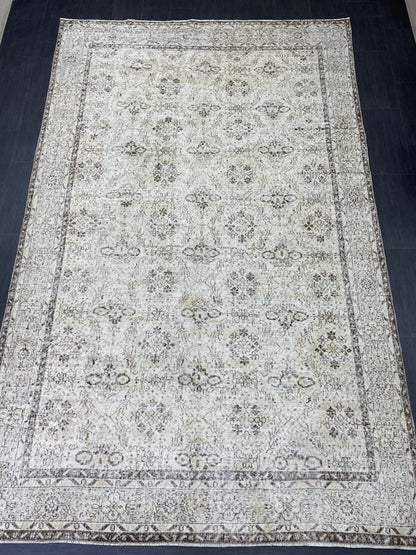 Hand Knotted Rug 6.7 x 10.5 TURKISH Rug Vintage Rug Oushak Rug Wool Distressed Rug Handmade Rugs Vintage Turkish Rug