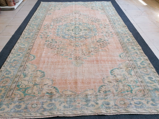 5'10x9'2  vintage turkish rug, large oushak rug, living room rug, vintage hand made rug, bohemian rug, kitchen rug