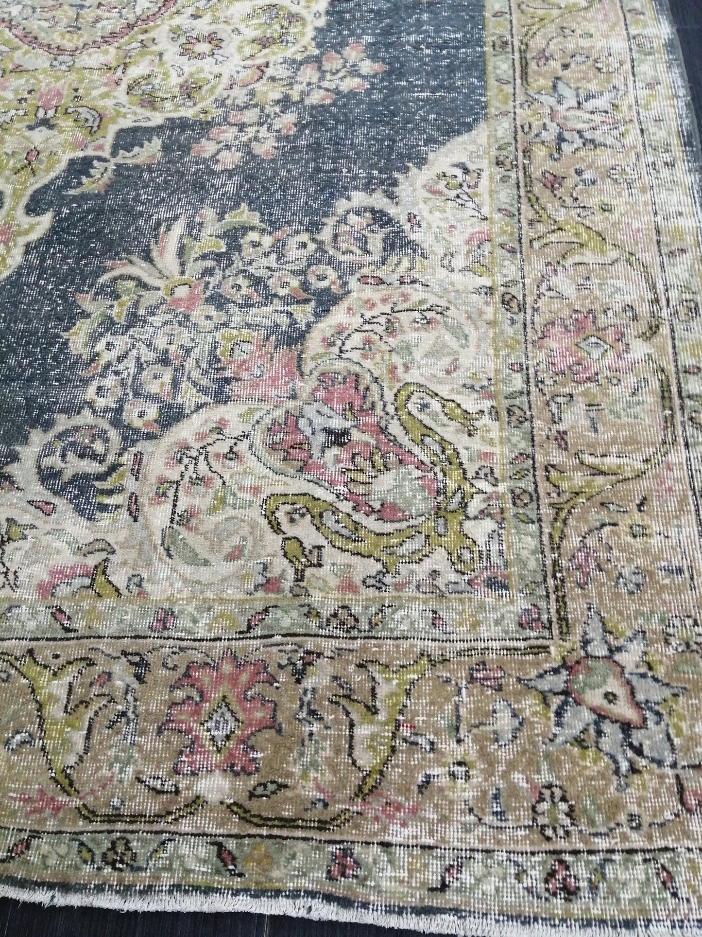 Muted OUSHAK RUG 9.6 x 6.8 Vintage Rug Wool Oushak Rug Hand Made Rugs Vintage Turkish Rug