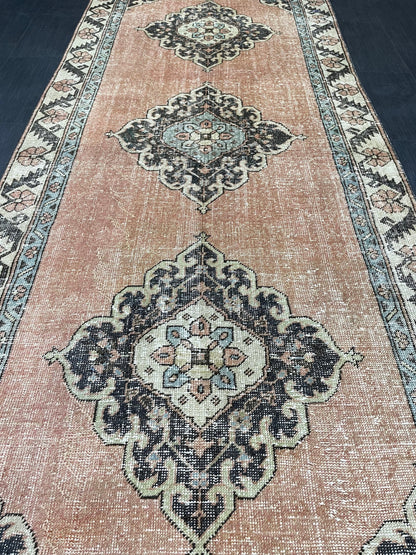 Hand Knotted Runner 4 x 10.4 Turkish Runner Rug Vintage Runner Rug Hallway Runner Rug Kitchen Runner Rug Wool Runner Rug Wool Nomad Rug