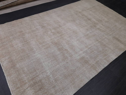NEUTRAL Vintage OUSHAK RUG 6.5 x 10 Neutral Large Vintage Rug Wool Varigated No Dye Rug Turkish Muted Hand Made Rugs Vintage One Plain Rug