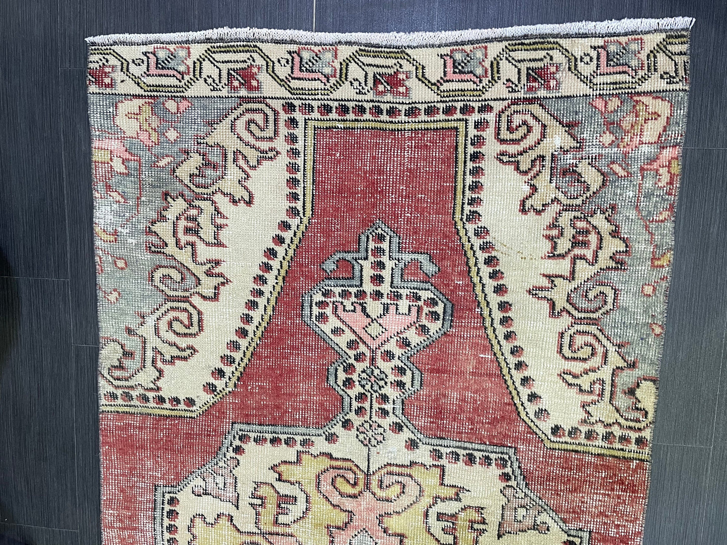 Turkish Rug, 3.3 x 7.7 Vintage Rug,Handmade Oushak Rug, Farmhouse Rug, Wool Hand Knotted Rug, Traditional Rug, Vintage Turkish Rug