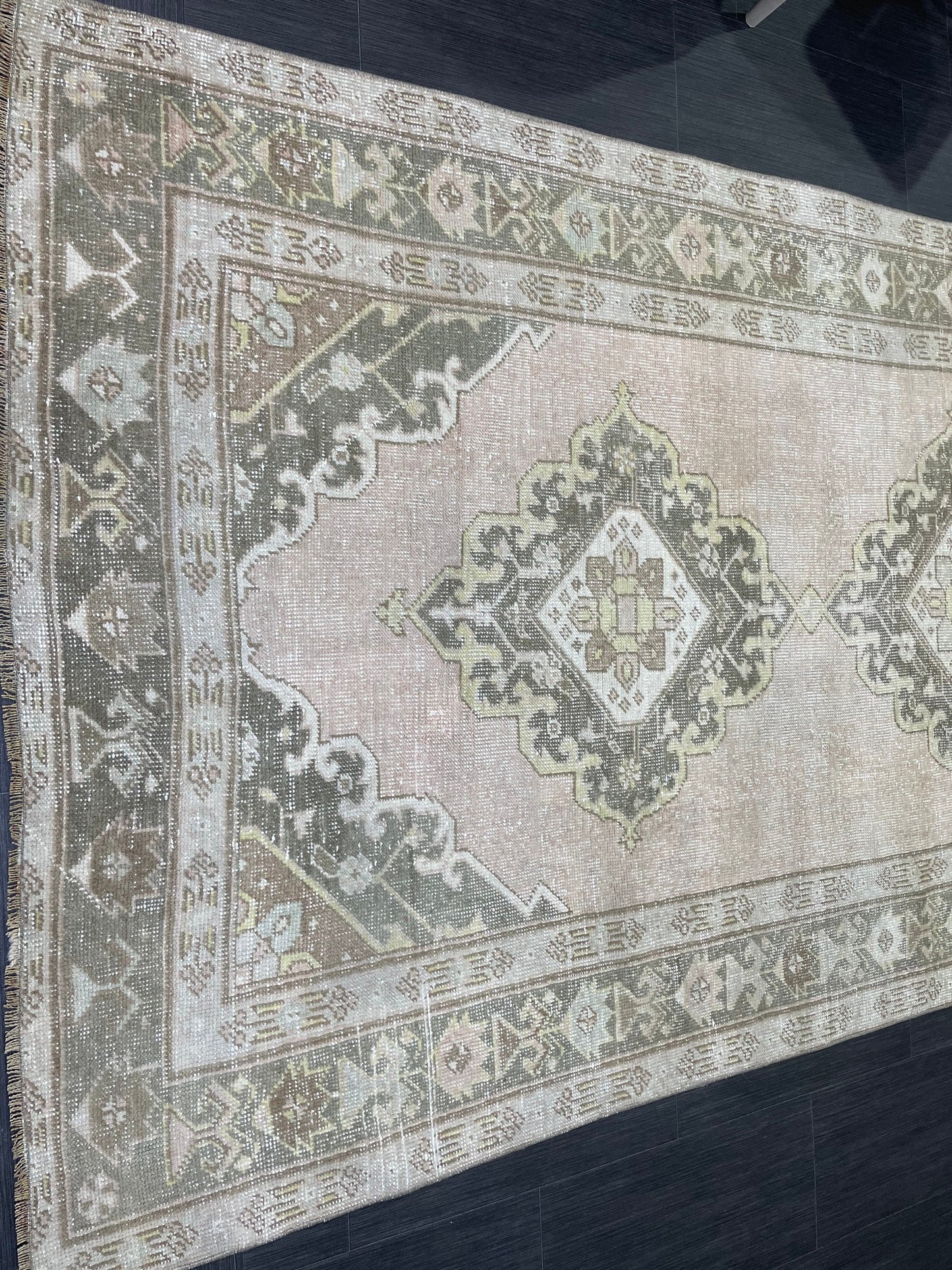Muted Oushak Runner Rug Vintage Turkish 4.6 x 11.2 Runner Rug Vintage Runner Rug Hallway Runner Rug Kitchen Runner Rug Wool Runner Rug