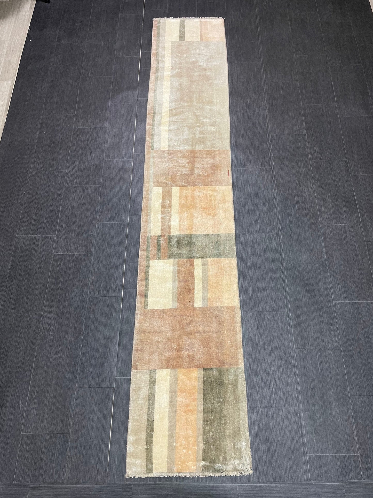 Hand Knotted Runner Rug 2 x 10.9 Modern     Oushak Runner Rug Turkish Runner Rug Abstract Rug Hallway Runner Kitchen Runner Wool Runner