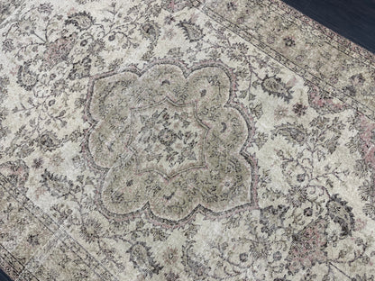 Large Handmade 6.2 x 9.7 RUG TURKISH Oushak Rug Vintage Hand Knotted Muted Rug Distressed Rug Persian Rugs Vintage Turkish Rug Oriental Rug