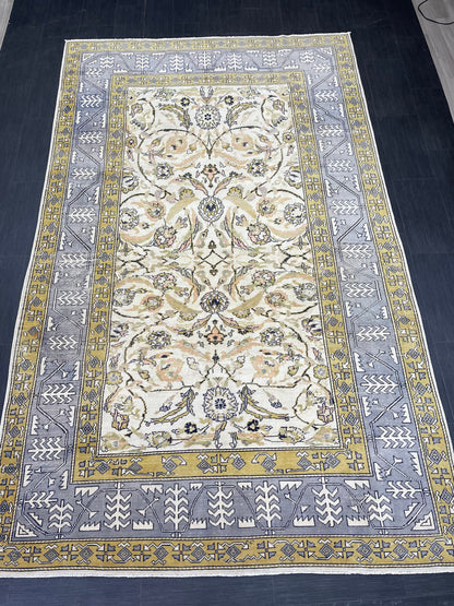 Large Fine Knotted RUG 6.3 x 10.5 Muted TURKISH Antique Rug Vintage Persian Rug Vintage Rug Wool Oushak Rug HandMade Rug Hand Knotted Rug