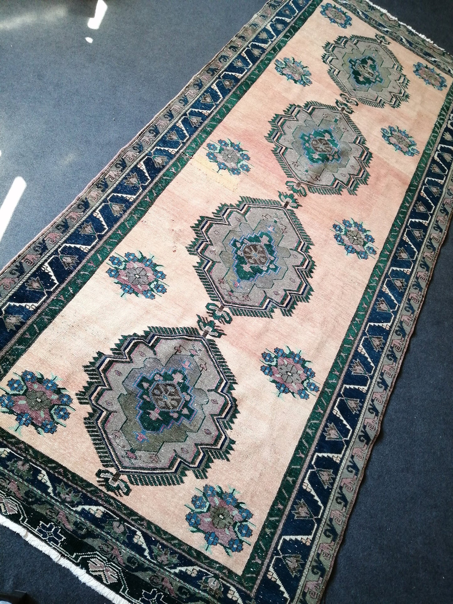 Turkish Rug 5x12, Large Area Rug , Vintage Rug, Oushak Rug, Oriental Runner
