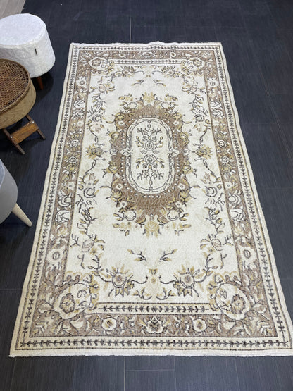 Neutral Rug, Neutral Persian 4 x 7.2 RUG, Oushak Rug, TURKISH Rug, Handknotted Rug, Oriental Rug, Vintage Rug, Handmade Rug, Antique Rug,