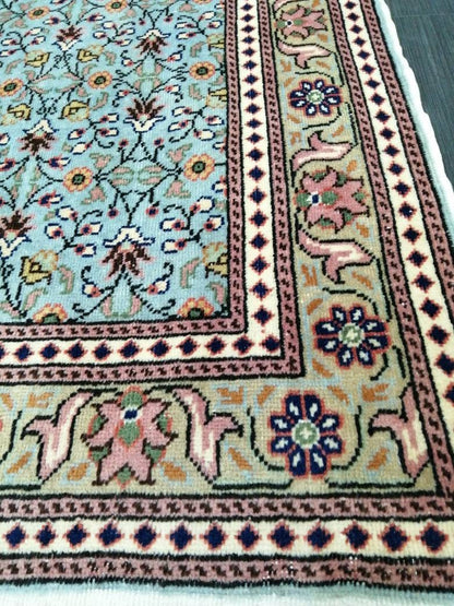 3.6 x 5.8 Blue Hand Made Rug, Oushak Rug, Rustic Rug, Bohemian Rug, Rug Runner, Turkish Rug, Farmhouse Rug, Vintage Rug, Wool rug