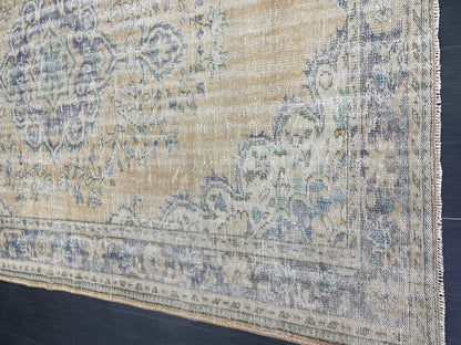 Large OUSHAK RUG TURKISH 6.3 x 10 Rug Vintage  Rug Wool Distressed Rug Handmade Rugs Turkish Rug Muted Oriental rug Hand Knotted Rug