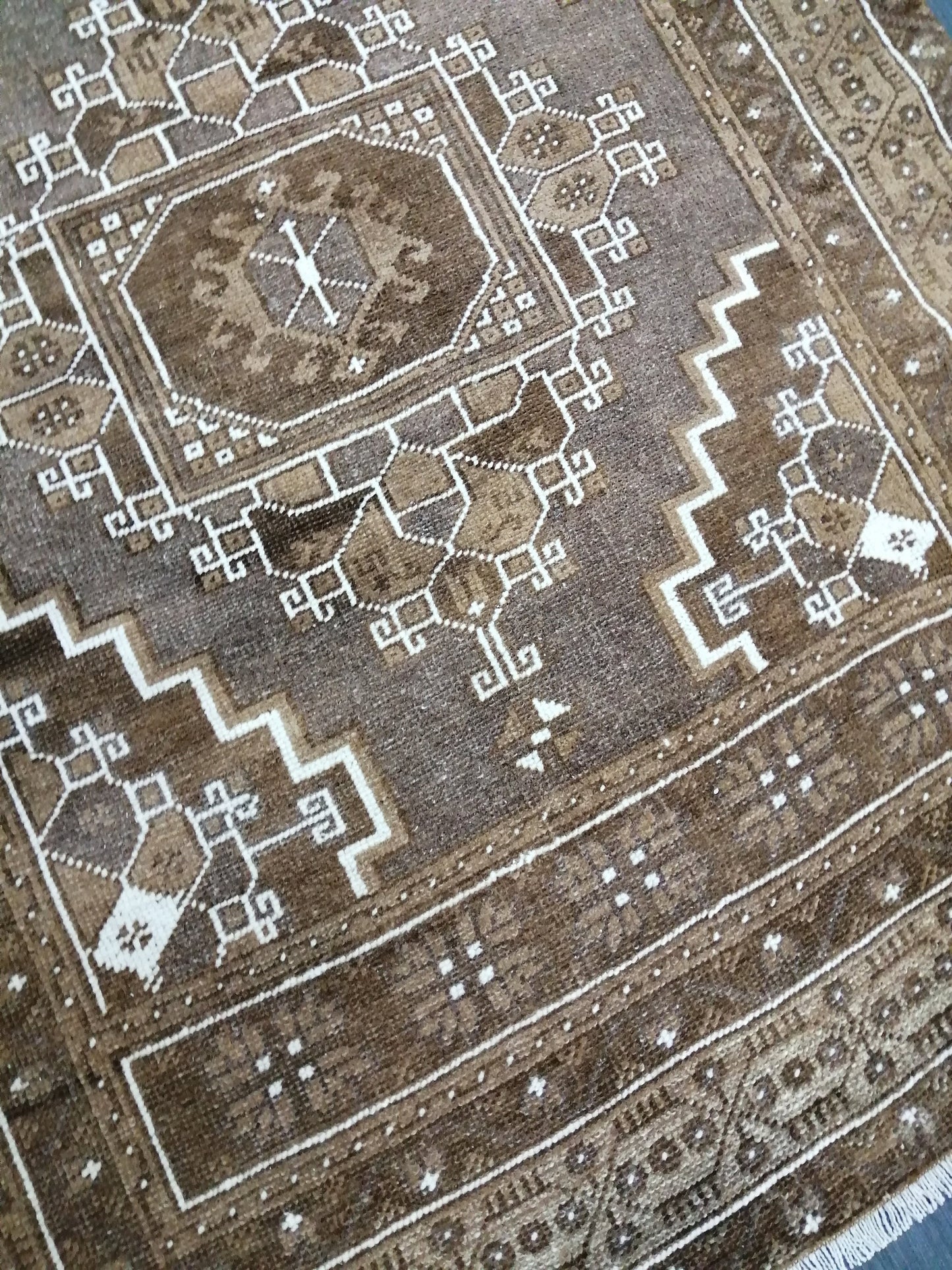 Neutral RUG TURKISH 3.3 x 6.3 Rug Vintage Neutral Rug Wool Oushak Rug Hand Made Persian Rugs Vintage Turkish Rug Neutral Oriental rug