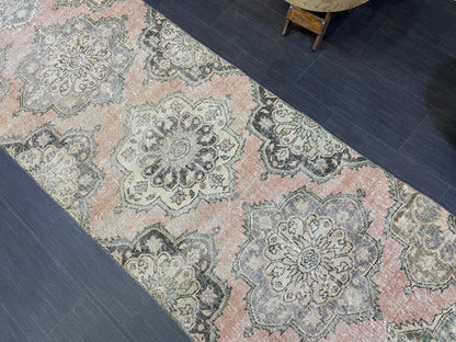 Hand Knotted Runner Rug, Antique  Runner Rug, TURKISH Runner 3 x 12.7, Vintage Runner Rug, Distressed Runner Rug Kitchen Runner