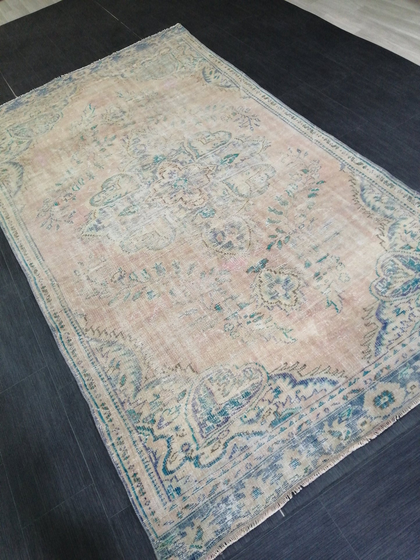 9.5 x 5.4 Distressed Rugs, Hand Made Rug, Oushak Rug, Rustic Rug, Bohemian Rug, Rug Runner, Turkish Rug, Farmhouse Rug, Vintage Rug
