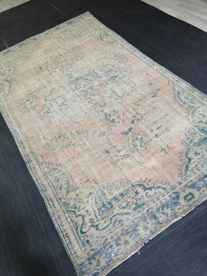 9.5 x 5.4 Distressed Rugs, Hand Made Rug, Oushak Rug, Rustic Rug, Bohemian Rug, Rug Runner, Turkish Rug, Farmhouse Rug, Vintage Rug