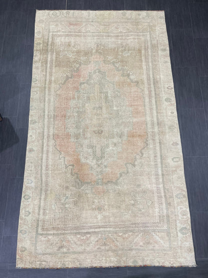 MUTED Vintage RUG 5x9 TURKISH Oushak Rug Vintage Hand Knotted Rug Antique Persian Hand Made Rugs Turkish Rug Handmade Wool Rug